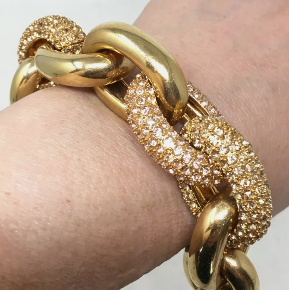 Signed J. Crew Bracelet Amber Pink Rhinestone - Picture 7 of 7